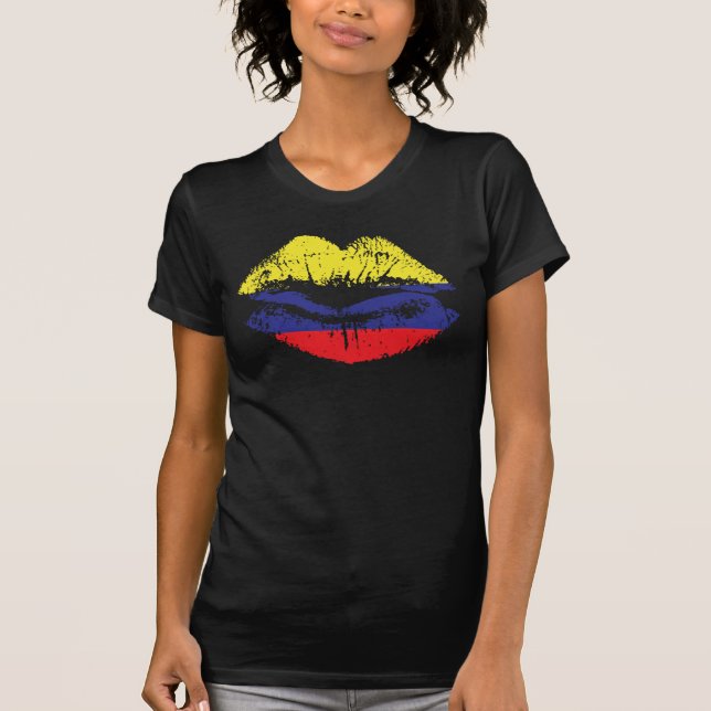 T-shirt Design da camisola de alças dos lábios de Colômbia (Frente)