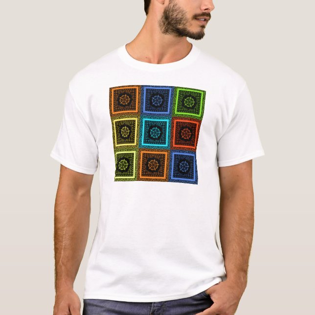 T-shirt Design de Arte de Padrão Multicolorido Verificado  (Frente)