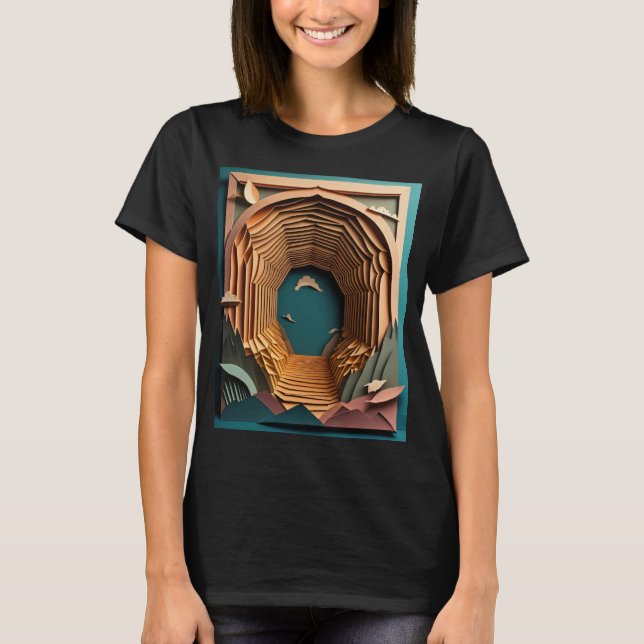 T-shirt Design de arte em papel 3D (Frente)