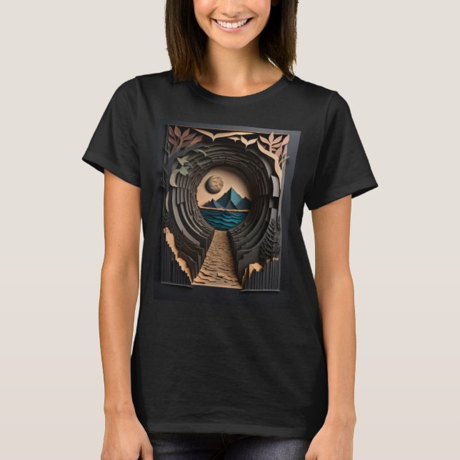 T-shirt Design de arte em papel 3D (Frente)