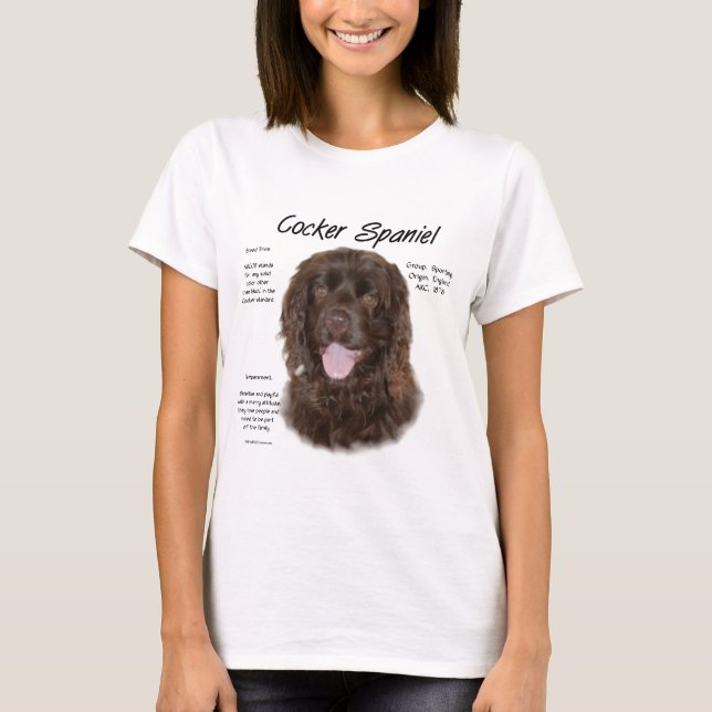 T-shirt Design de História do Cocker Spaniel (brn) (Frente)