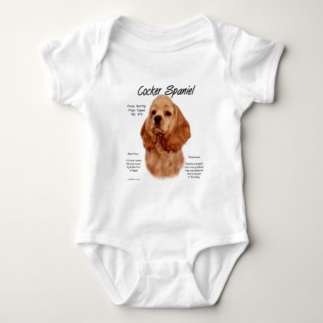 T-shirt Design de História do Cocker Spaniel (vermelho) (Frente)