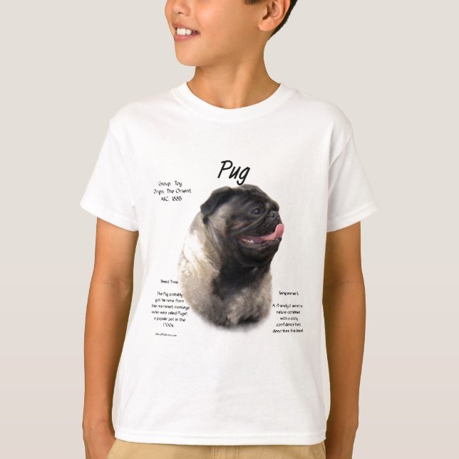T-shirt Design de Histórico de Pug (Frente)