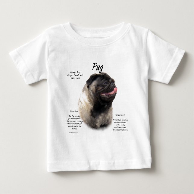 T-shirt Design de Histórico de Pug (Frente)