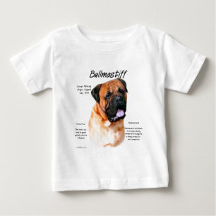 T-shirt Design de Histórico do Bullmastiff (vermelho)