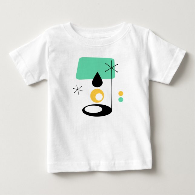 T-shirt design de lâmpada moderno de meados do século azul (Frente)