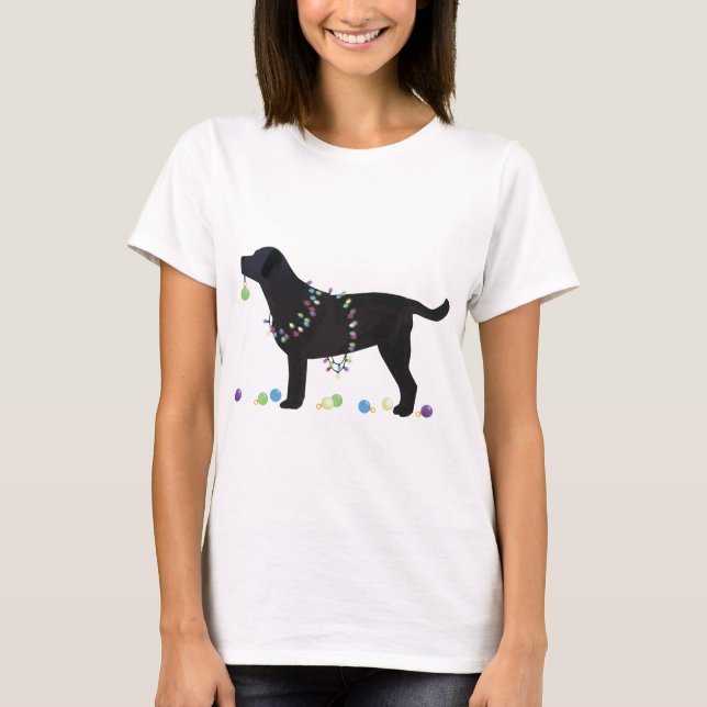 T-shirt Design de Natal Merry Black Lab (Frente)