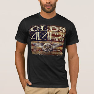 T-shirt Design de Oldsmobile 442 contra a bandeira