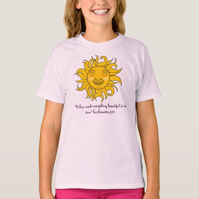 T-shirt Design de sol sorridente com verso bíblia Eclesias (Frente)