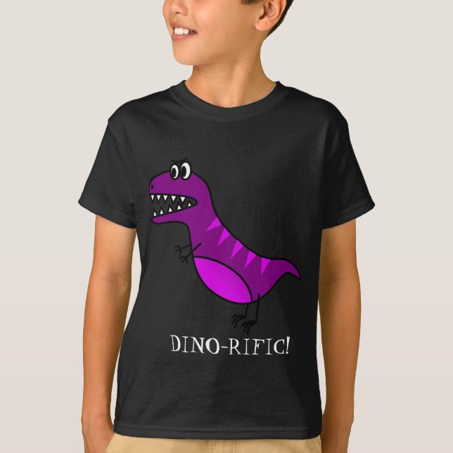 T-shirt Design de um dinossauro roxo, giro e giro (Frente)
