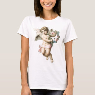 T-shirt Design do anjo do vintage da parte superior dos