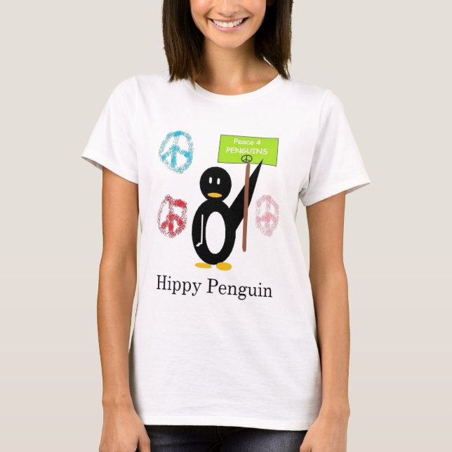 T-shirt Design do dobro do pinguim do hippy (Frente)
