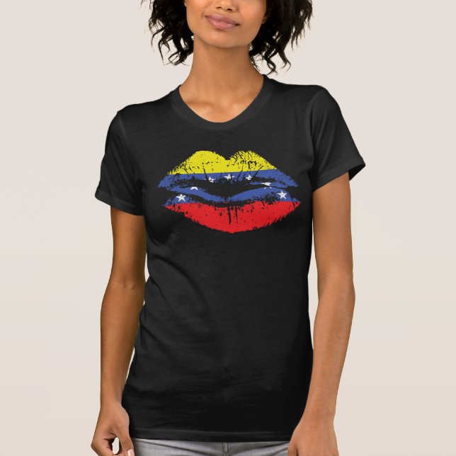 T-shirt Design do tshirt dos lábios de Venezuela para (Frente)
