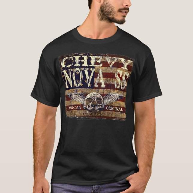 T-shirt Design dos SS da nova de Chevy contra a bandeira (Frente)
