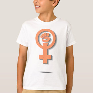 T-shirt Design feminista alaranjado do sinal do espelho do