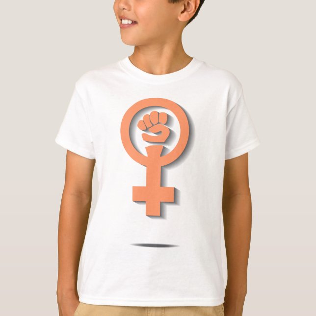 T-shirt Design feminista alaranjado do sinal do espelho do (Frente)