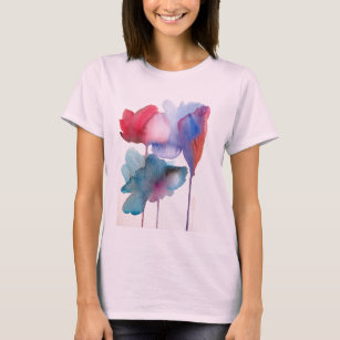 T-shirt Design floral moderno da arte da flor da aguarela