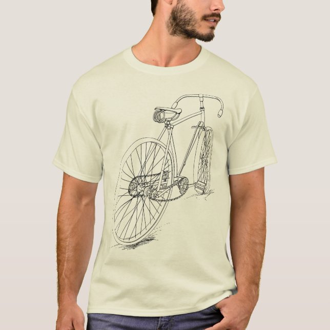 T-shirt Design retro do desenho da bicicleta no preto (Frente)