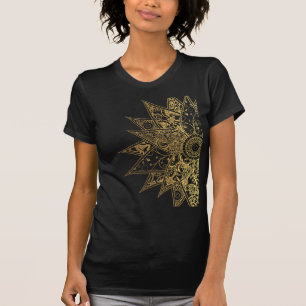 T-shirt Design tirado do henna da flor mão na moda bonito