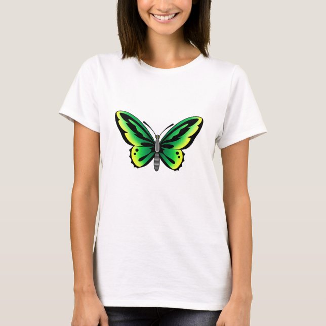 T-shirt design verde do tatuagem da borboleta (Frente)