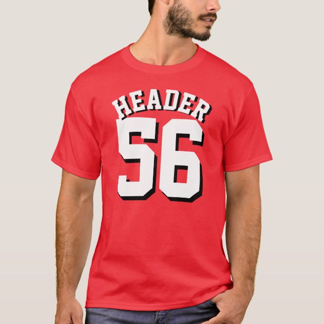T-shirt Design vermelho & branco do jérsei dos esportes (Frente)