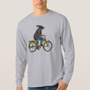 T-Shirt Desportiva Engraçado Bicicleta de Coelho