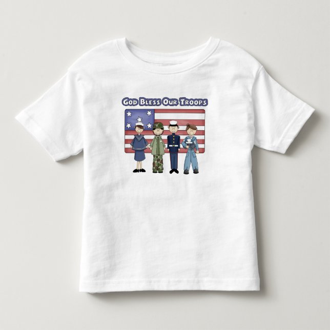 T-shirt Deus abençoe Nossas Tropas - Toddler T Shirt (Frente)
