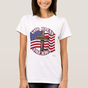T-shirt Deus Abençoe o Americano com a Bandeira dos EUA e