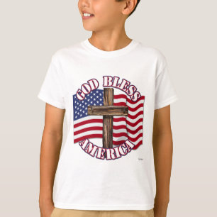 T-shirt Deus Abençoe o Americano com Bandeira dos EUA e Cr