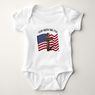 T-shirt DEUS ABENÇOE OS EUA com cruz robusta e bandeira do