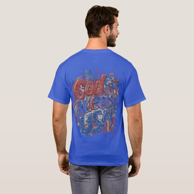 T-Shirt deus abençoe USA (Parte Traseira Completa)