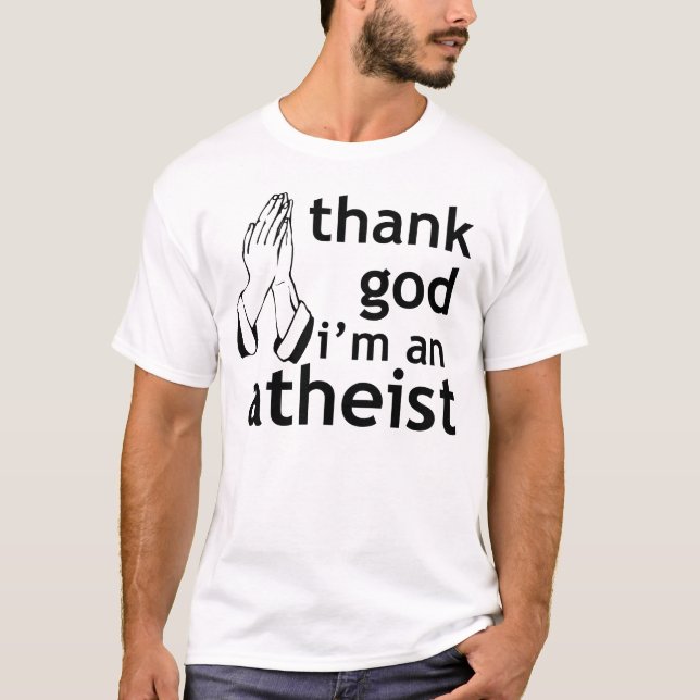 T-shirt deus do obrigado eu sou um ateu (Frente)