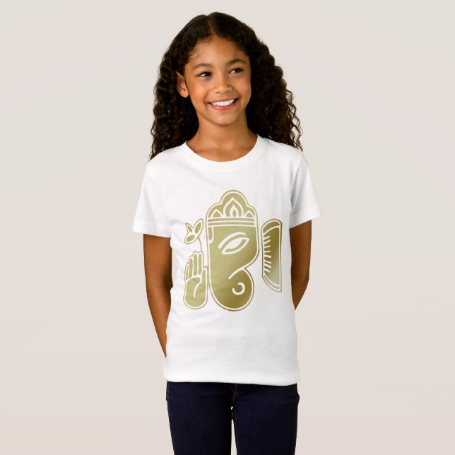 T-shirt Deusa Dourada Ganesha - Camisa-T-Rapariga (Frente Completa)