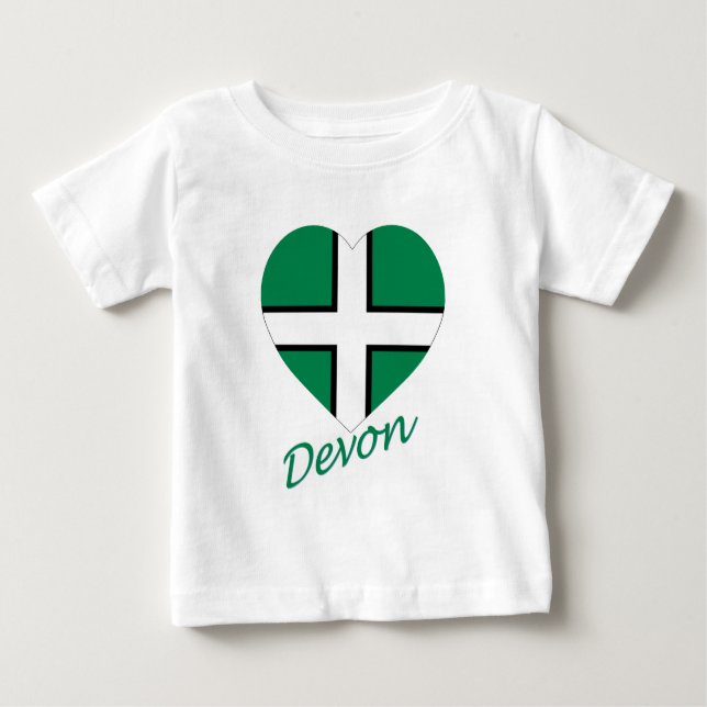 T-shirt Devon Flag Heart com Name (Frente)