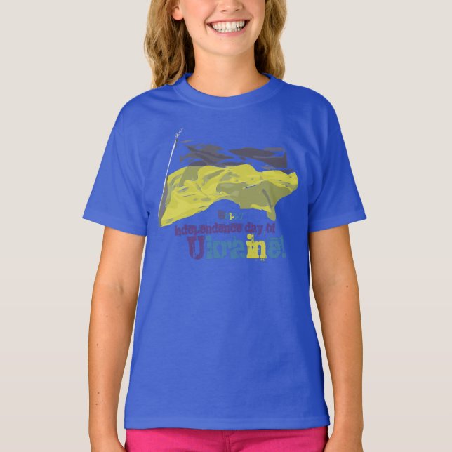T-shirt Dia da Independência feliz Ucrânia (Frente)