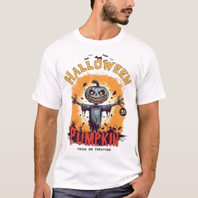 T-Shirt Dia de as Bruxas engraçado Pumpkin (Frente)