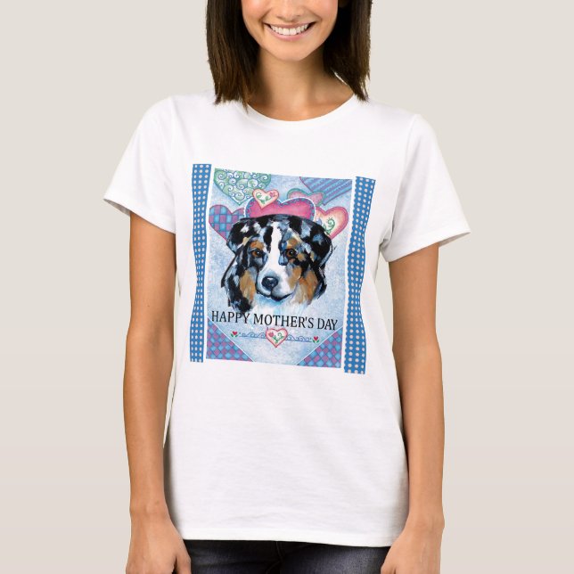 T-SHIRT DIA DE AS MÃES AUSTRALIAN SHEPHERD (Frente)