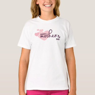 T-shirt Dia de as mães Feliz dos Corações Rosa Capa