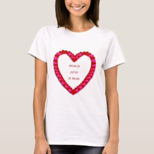 T-Shirt Dia de as mães Vermelho e Rosa Bonitos
