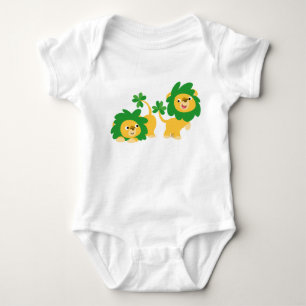 T-shirt Dia de São Patrício Cartoon Leões Bebês