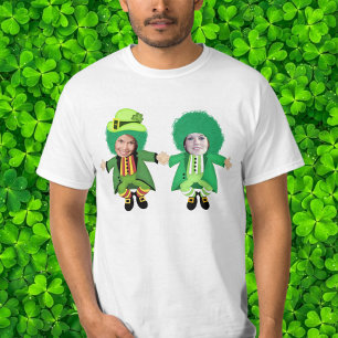 T-shirt Dia de São Patrício Irlandês Jig, Foto Frame Head
