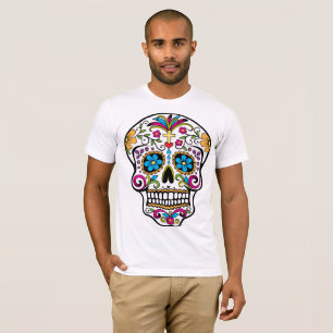 T-shirt dia do crânio das calaveras decoradas com morto