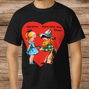 T-shirt Dia dos Namorados Retrô, Caubói Antigo com Garota