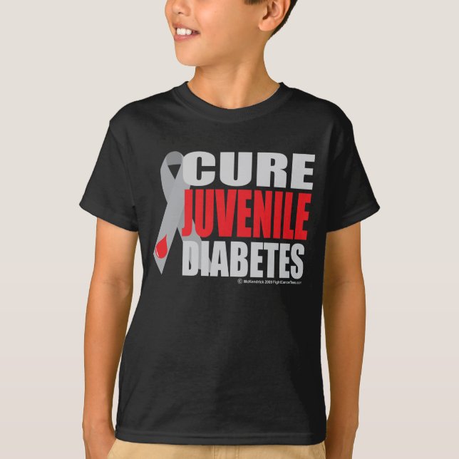 T-shirt Diabetes juvenil da cura (Frente)