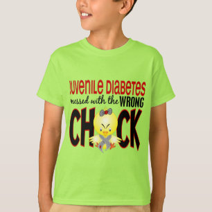 T-shirt Diabetes juvenil sujado com o pintinho errado