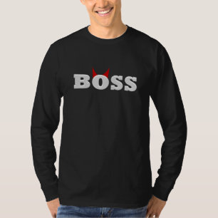 T-shirt Diabo Engraçado Chefe com Chifres