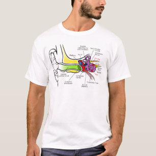 T-shirt Diagrama humano da orelha com traço cocleário da