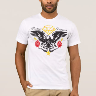 T-shirt Diamante, Eagle e rosas Tattoo.ai do vintage