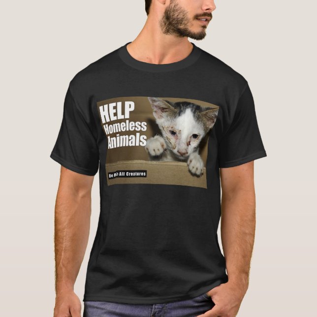 T-shirt (dianteiro) animal desabrigado da ajuda (Frente)