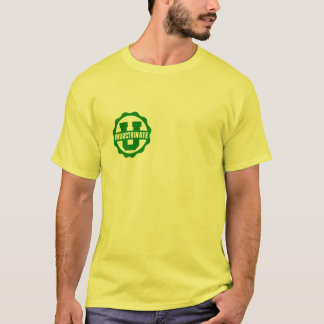 T-shirt dianteiro & traseiro amarelo do logotipo